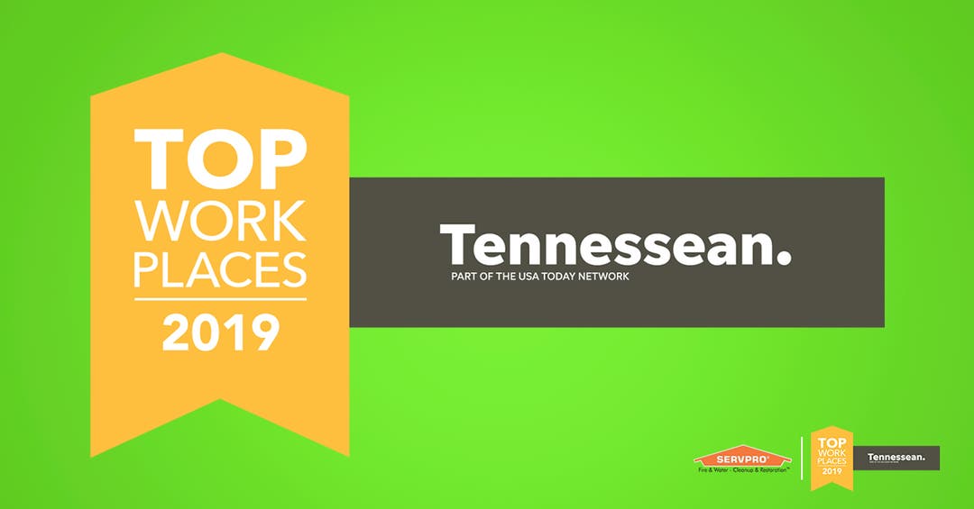 Servpro Industries, LLC, Named a 2019 Tennessean Top Workplace